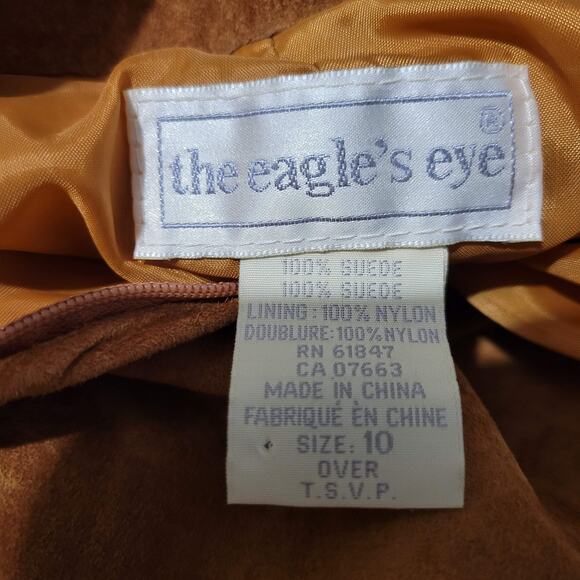 Vintage Eagles Eye Suede Skirt Brown Embroidered Straight Column Camel Size 2 XS - Picture 7 of 15